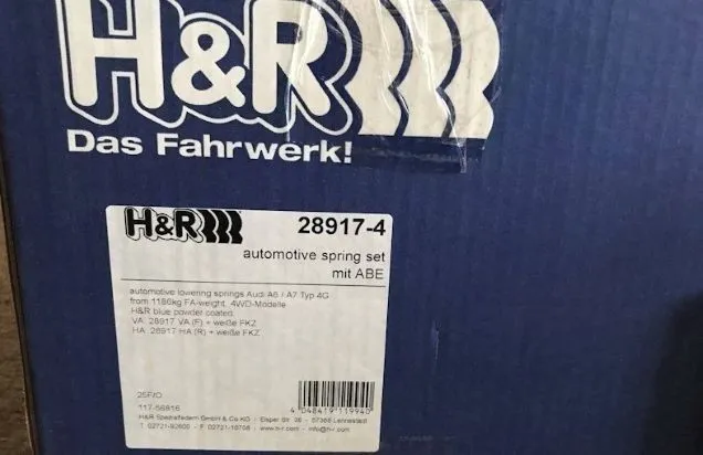 H&R 28917-4 Пружины с занижением Audi A6 (C7) / A7 (C7) 4WD