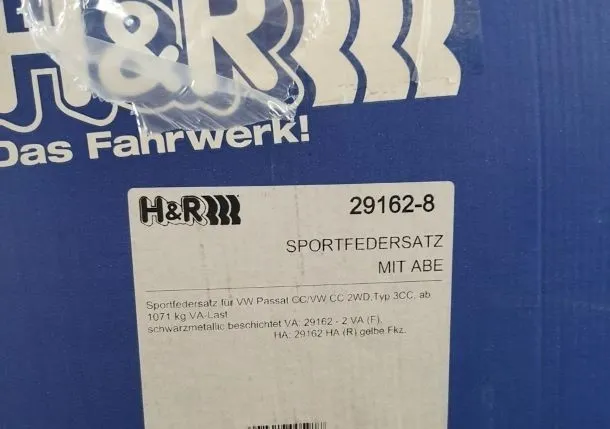 H&R 29162-8 Пружины с занижением VW Passat CC