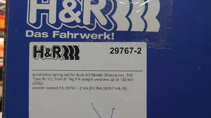 H&R 29767-2 Пружины с занижением Skoda Octavia MK1 / Audi A3 8L