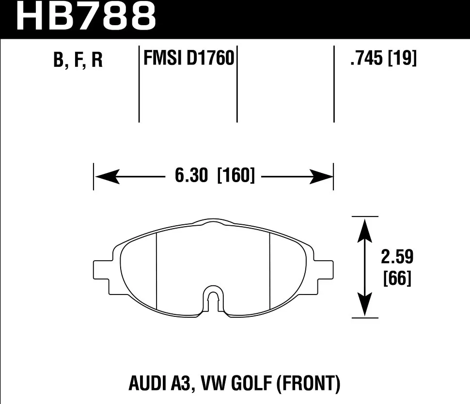 HAWK HPS HB788F.745 Передние тормозные колодки дляперед VW GOLF VII; Passat 3G; AUDI TT FV3; A3 8V1