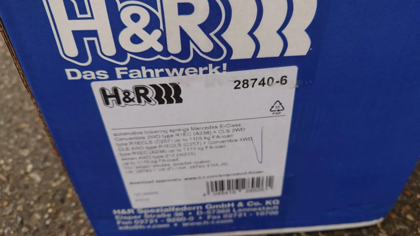 H&R 28740-6 Пружины с занижением Mercedes Benz W213 C238-cls