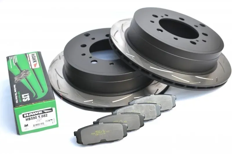КОМПЛЕКТ ЗАДНИЙ: Тормозные диски DBA 42723S T3 + колодки HAWK LTS Toyota LC 200,Lexus LX570,LX450D