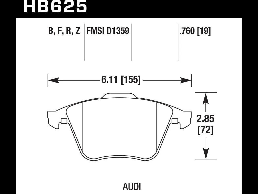 HAWK Street 5.0 HB625B.760 Передние тормозные колодки для Audi TT (8J) / S3 (8P) / Volkswagen Golf R