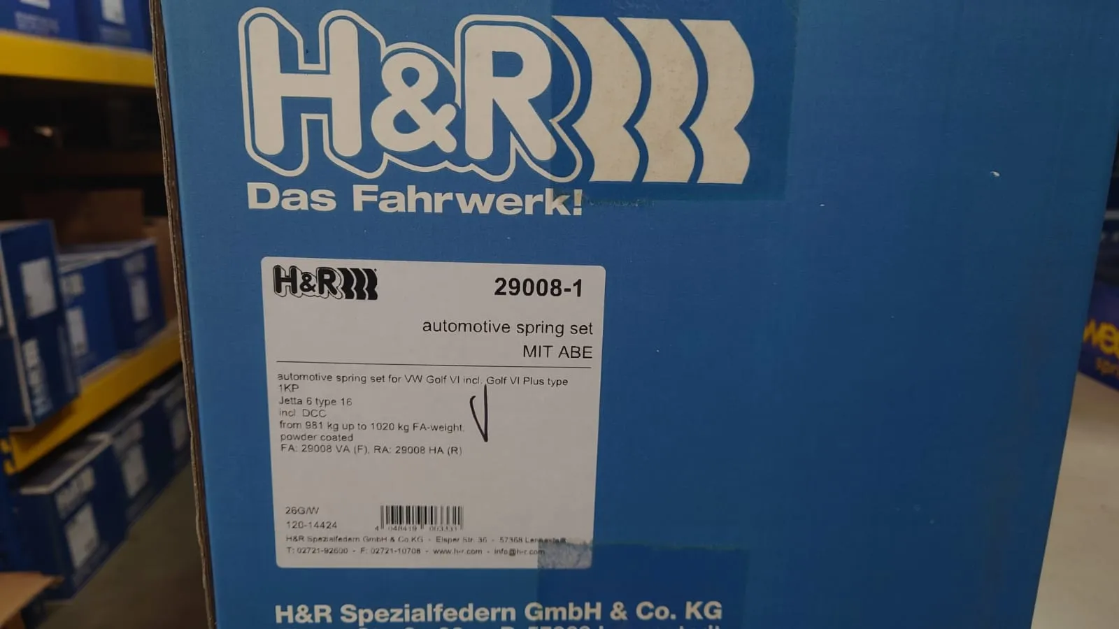 H&R 29008-1 Пружины с занижением VW Golf 6, Jetta 6