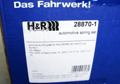 Пружины H&R 28870-1 для Audi Q3, RSQ3 8U