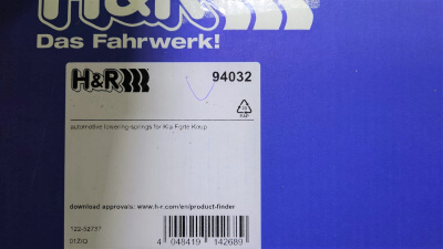 H&R 94032 Пружины с занижением Kia Cerato 2 Forte Koup