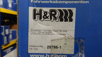H&R 29786-1 Пружины с занижением Citroen Saxo, Peugeot 106