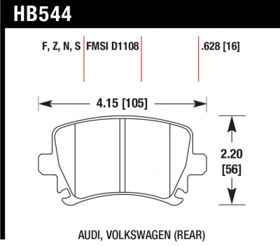 HAWK HPS HB544F.628 Задние тормозные колодки для VAG PQ35 310mm