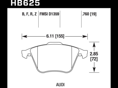 HAWK Street 5.0 HB625B.760 Передние тормозные колодки для Audi TT (8J) / S3 (8P) / Volkswagen Golf R