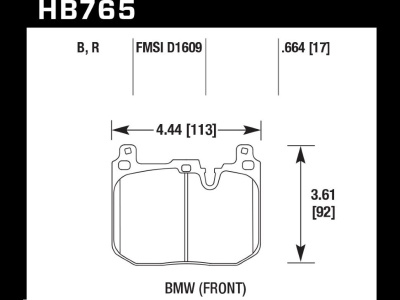 HAWK DTC-70 HB765U.664 Передние тормозные колодки  BMW M4 F82, F32; M3 F80 F30; F20 F22 F87 M Mini JCW