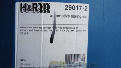 H&R 29017-2 Пружины с занижением Audi RS6 (C6)