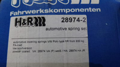 H&R 28974-2 Пружины с занижением VW Polo MK5 (6R)
