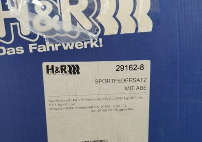 H&R 29162-8 Пружины с занижением VW Passat CC