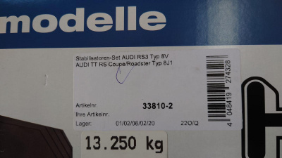 H&R Anti-Roll-Bars 33810-2 Стабилизаторы поперечной устойчивости для AUDI RS3 (8V), AUDI TT-RS (8J)