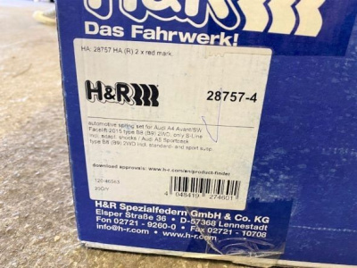 H&R 28757-4 Пружины с занижением Audi A4 / A5 / S5 (B9)